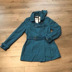Black Rivet Teal Coat w/belt (Size small)